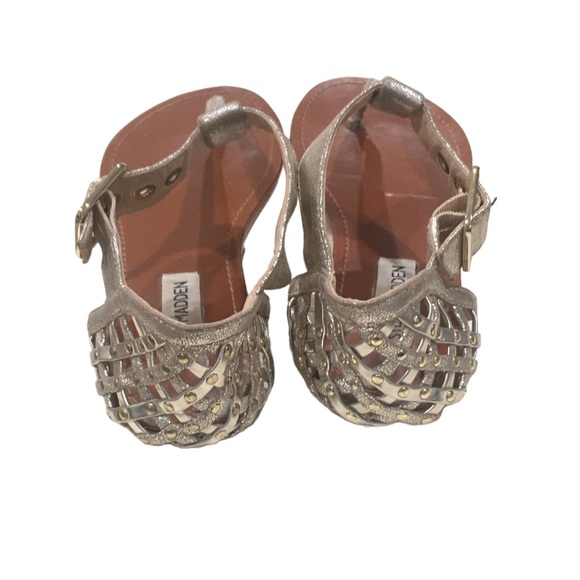 Steve Madden Gold Mettalic Netted Flat Sandals Shoes 7 - Picture 6 of 6